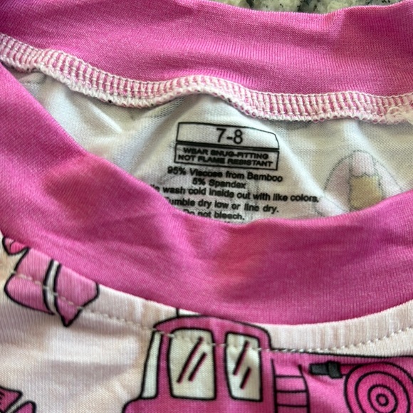 Pink Fire Truck Bamboo PJ Set - Picture 4 of 7